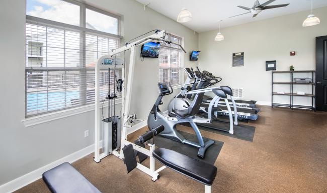 a gym with exercise equipment
